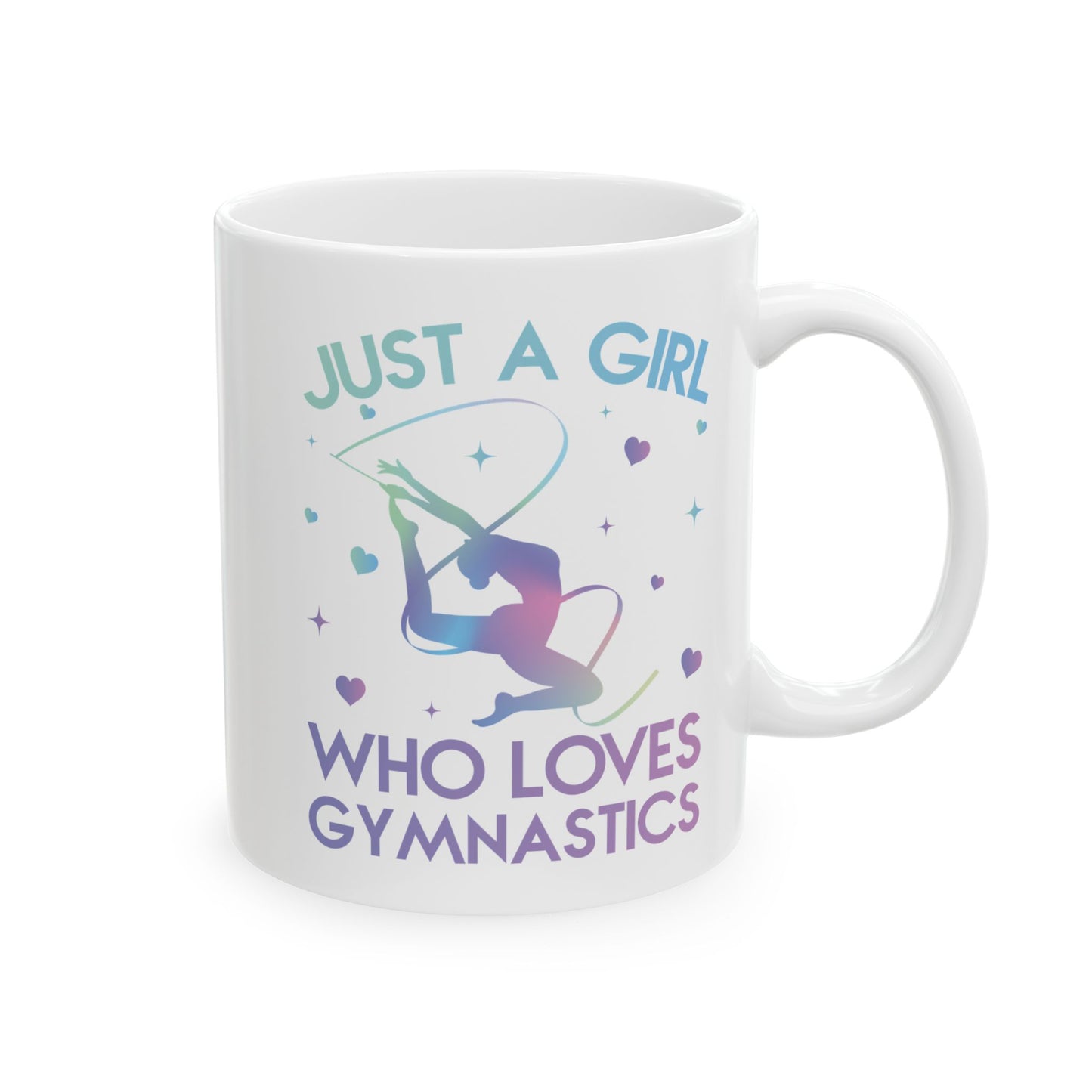Just A Girl Who Loves Gymnastics White Mug, (11oz, 15oz)