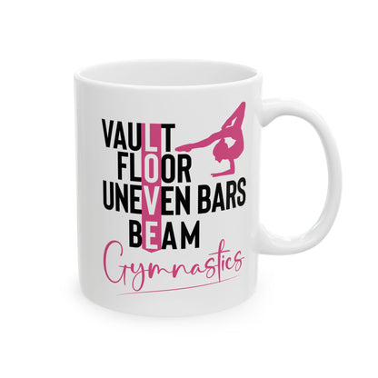 Vault Floor Uneven Bars Beam White Mug, (11oz, 15oz)