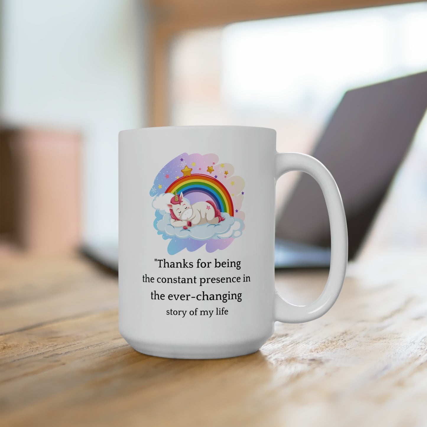 Unicorn and Rainbow Mug – Thank You Gift for Mom