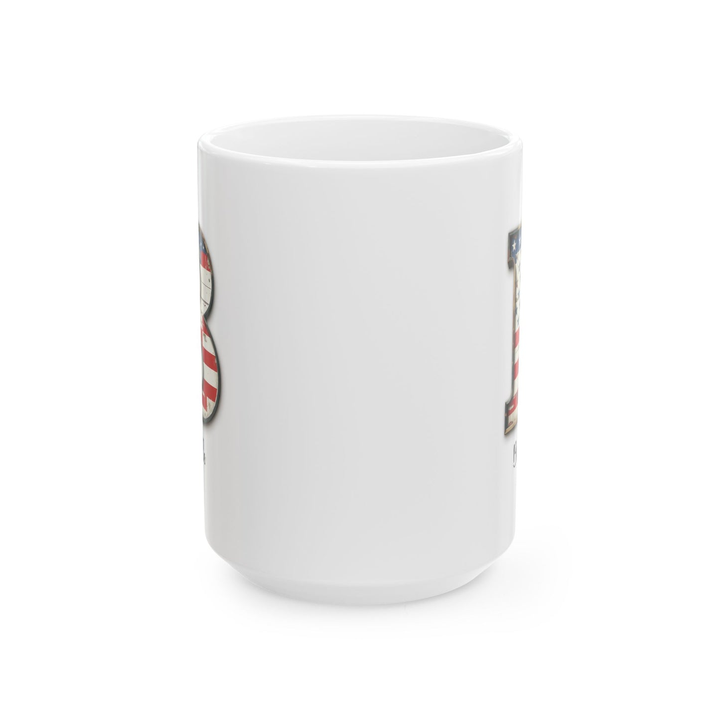 Mug - Patriotic American Flag Letter B with Kevin Name - Vintage Red, White, and Blue Design