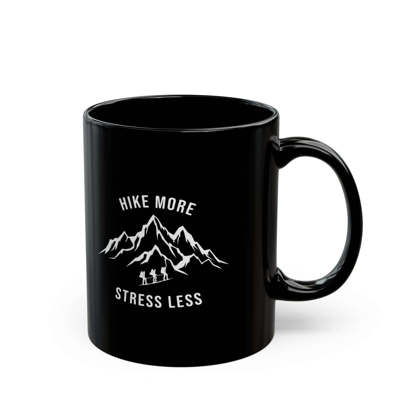Hike More, Stress Less Black Mug (11oz, 15oz)