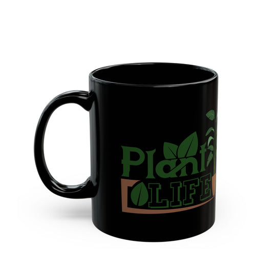 Give a Gift to a Plant Lover – Plant Life Mug Black Ceramic Coffee Cup for Gardeners