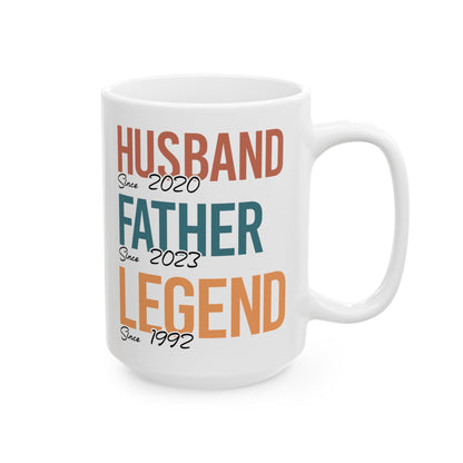 Husband Father Legend White Mug, (11oz, 15oz)