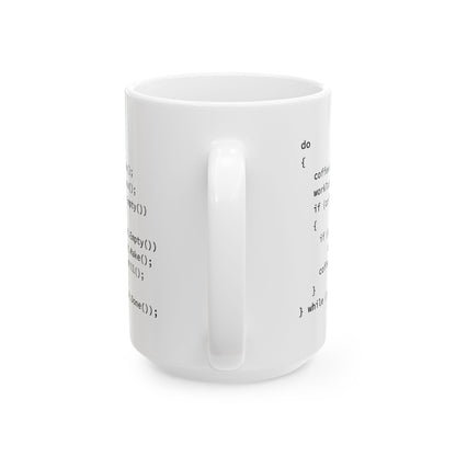 Programmer Coffee Mug – White Ceramic with Pseudo Code Print