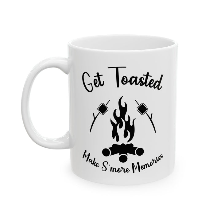 Minimalist Black and White Camping Design Ceramic Mug, (11oz, 15oz)