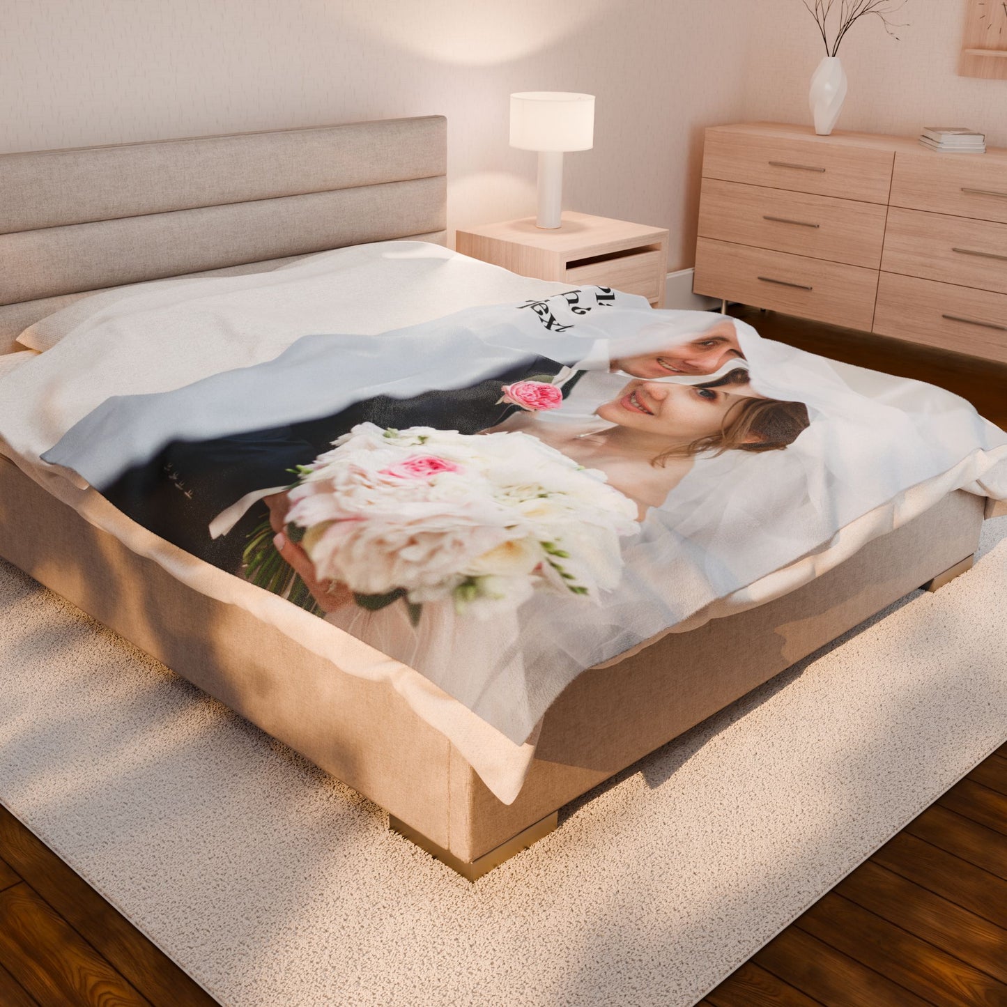 Elegant Wedding Couple Portrait Under Veil Blanket