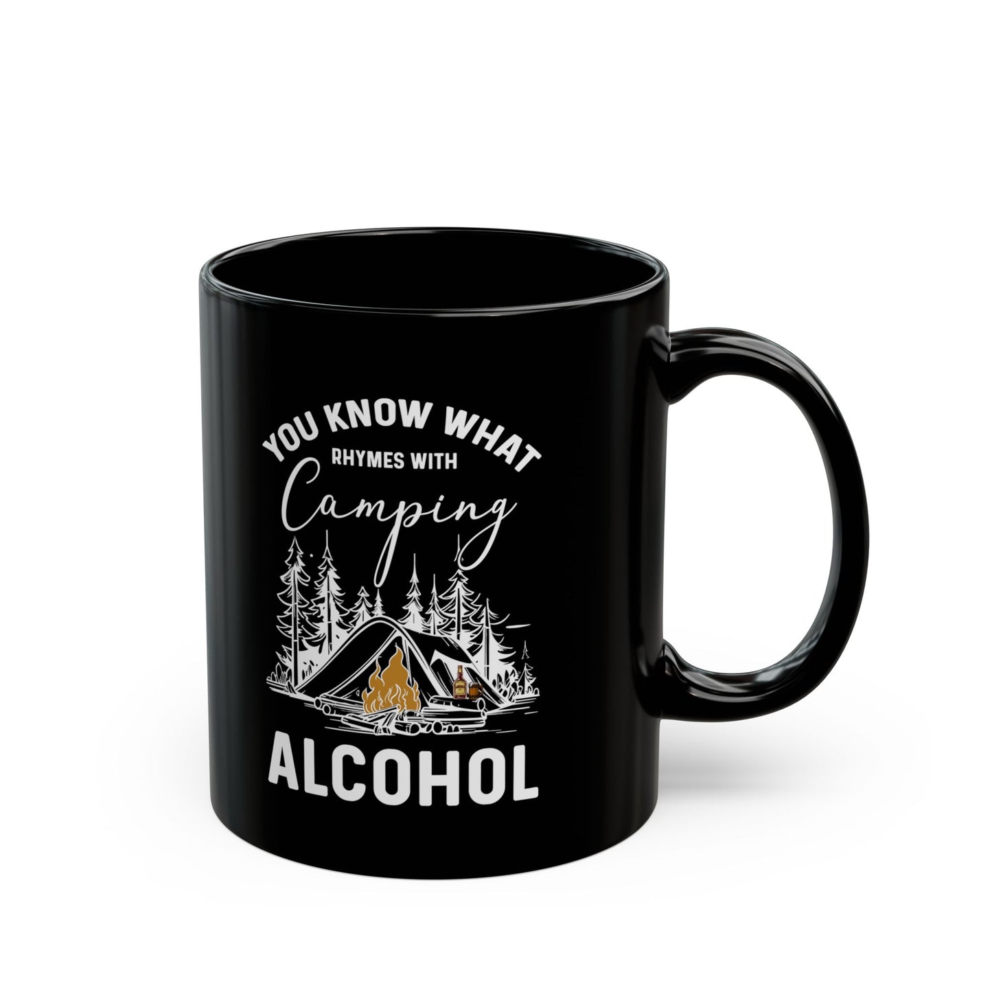 Campfire and Whiskey  Ceramic Black Mug (11oz, 15oz)
