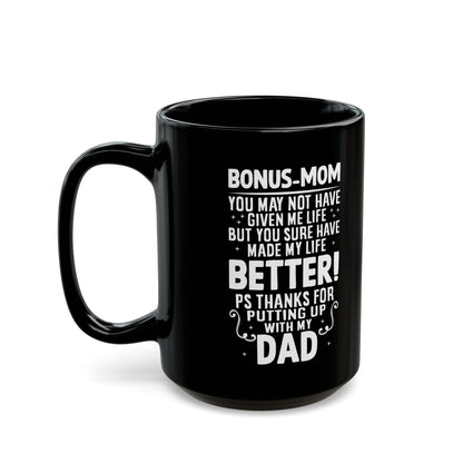 BONUS-MOM Black Mug (11oz, 15oz)
