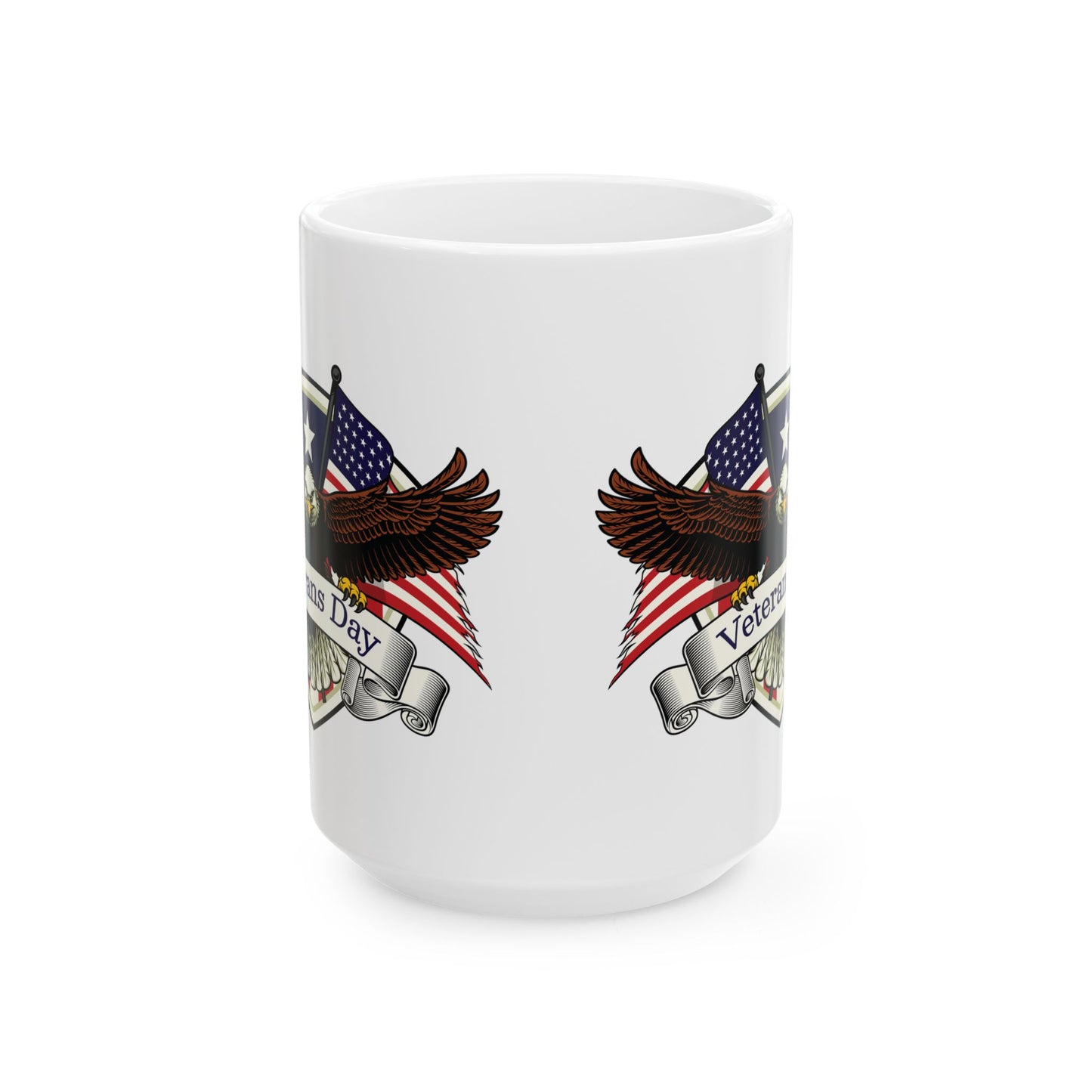 Veterans Day Mug – Patriotic Bald Eagle Coffee Cup with American Flag