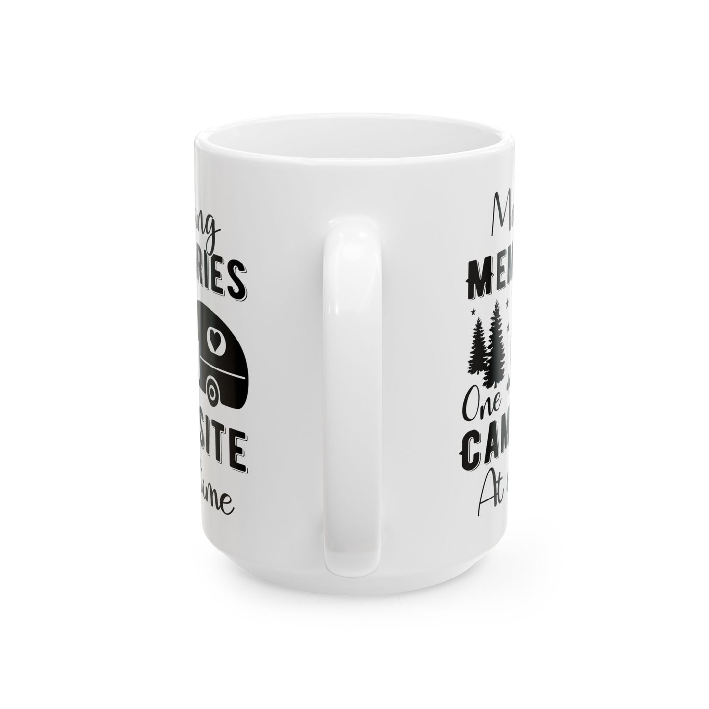 Minimalist Black Camping Art Ceramic Mug, (11oz, 15oz)