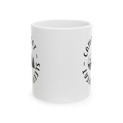 Black Minimalist Typography Design  Ceramic Mug, (11oz, 15oz)