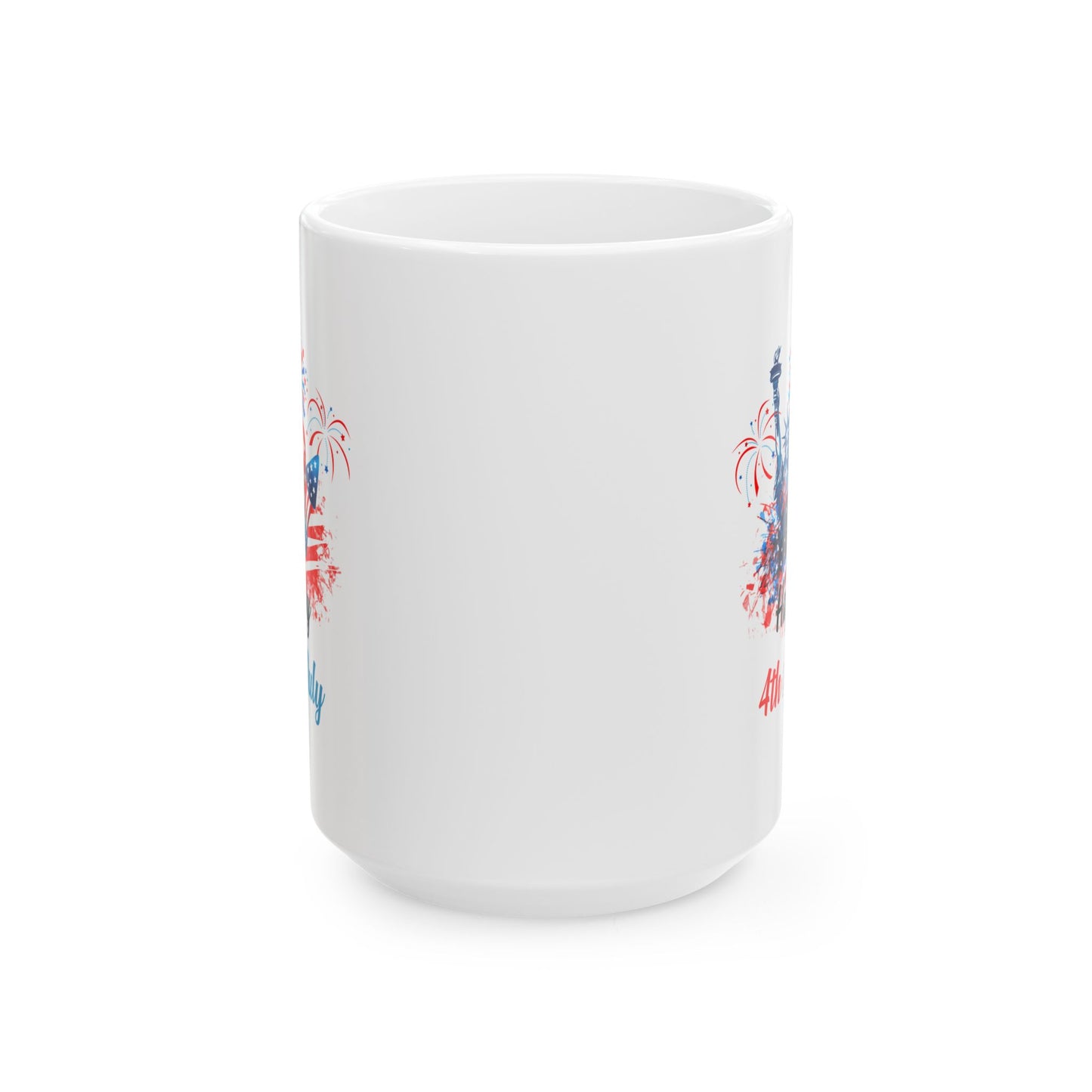 Happy 4th of July Mug – Statue of Liberty, Fireworks & Patriotic Gift