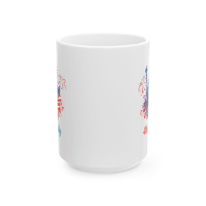 Happy 4th of July Mug – Statue of Liberty, Fireworks & Patriotic Gift