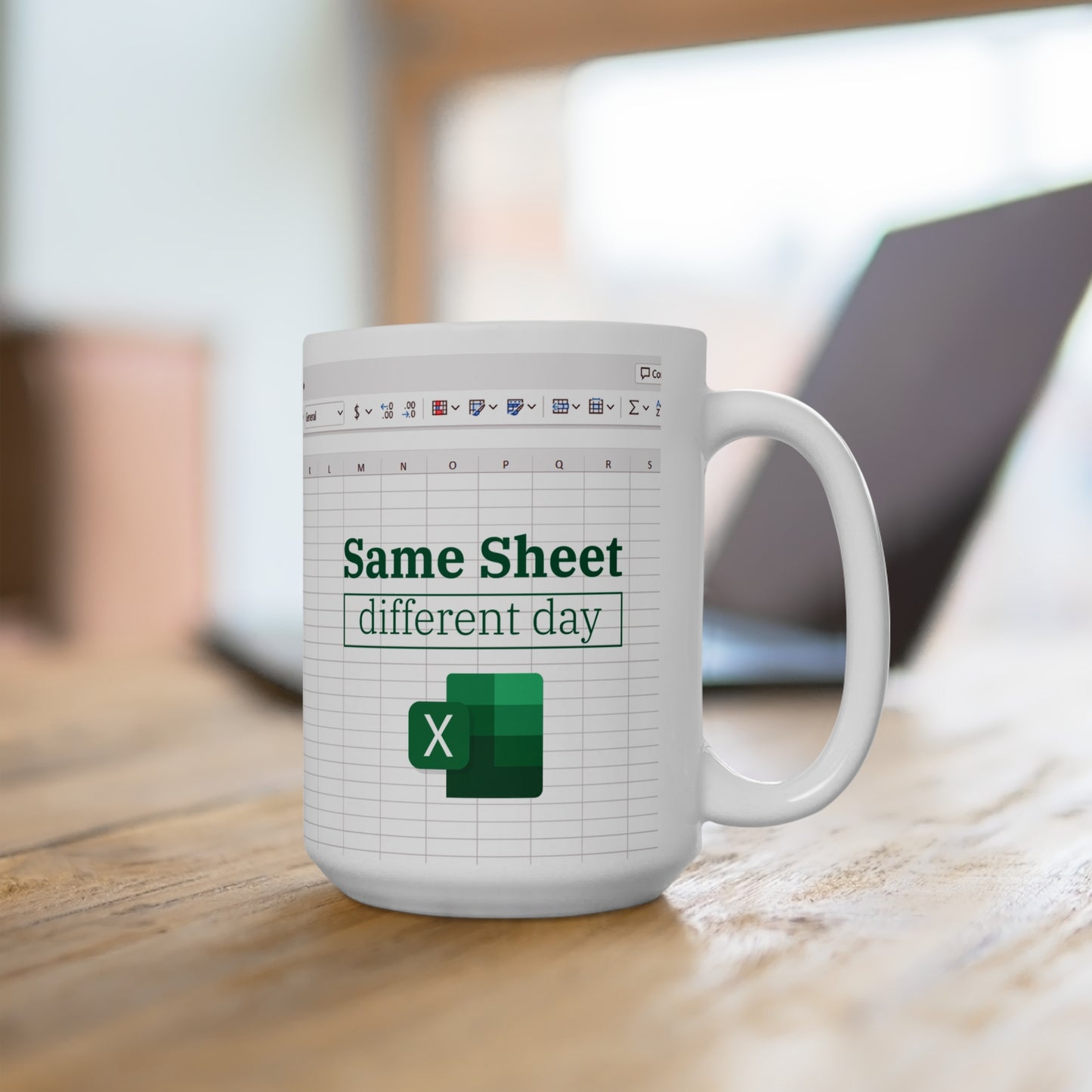 Same Sheet Different Day Mug – Funny Excel Spreadsheet Gift for Accountants & Office Workers