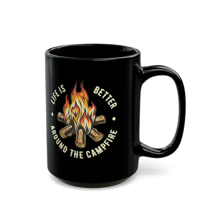 Vintage Bonfire Illustration Black Mug (11oz, 15oz)