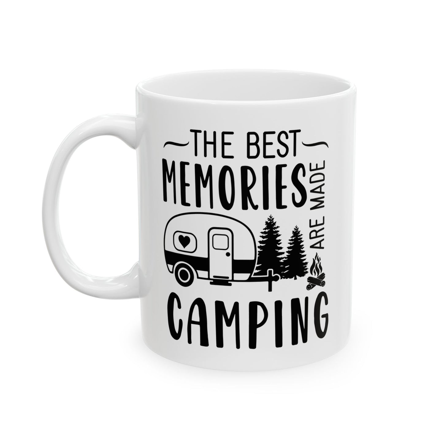 Minimalist Black Camping Design  Ceramic Mug, (11oz, 15oz)