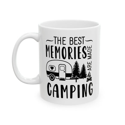 Minimalist Black Camping Design  Ceramic Mug, (11oz, 15oz)