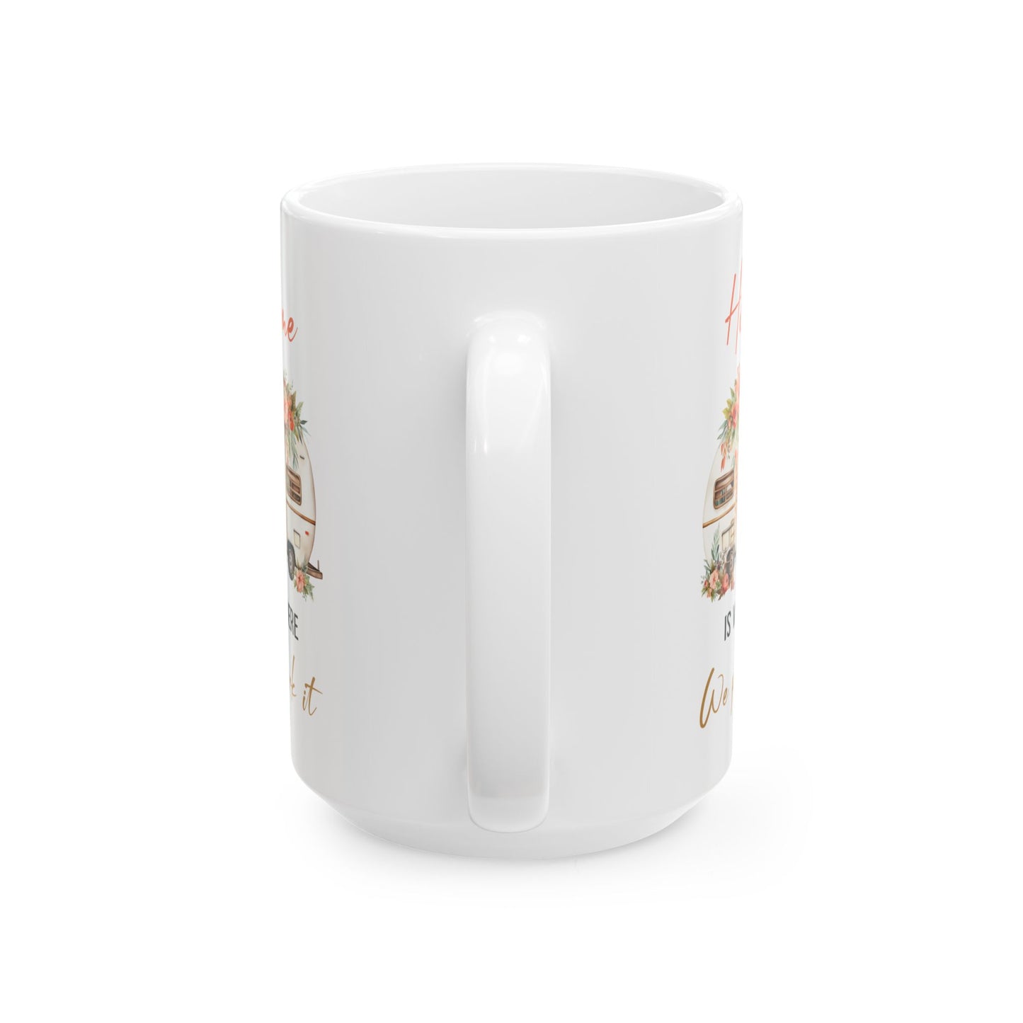 Vintage Floral Camper  Ceramic Mug, (11oz, 15oz)