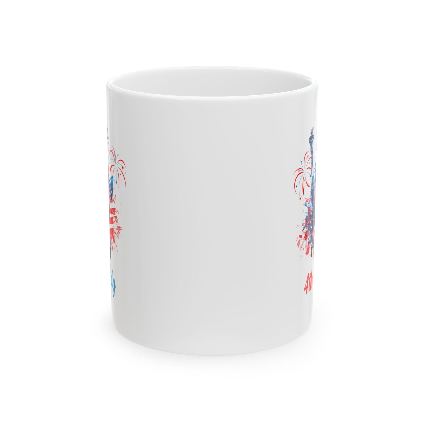 Happy 4th of July Mug – Statue of Liberty, Fireworks & Patriotic Gift