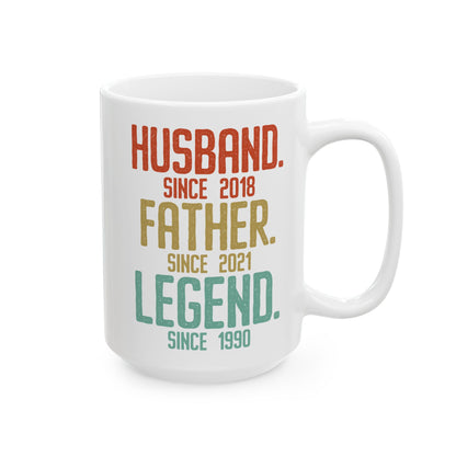 Husband Father Legend White Mug, (11oz, 15oz)