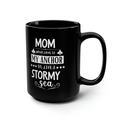Black Anchor Mom Mug – Nautical-Themed Coffee Cup Meaningful Gift for Mom