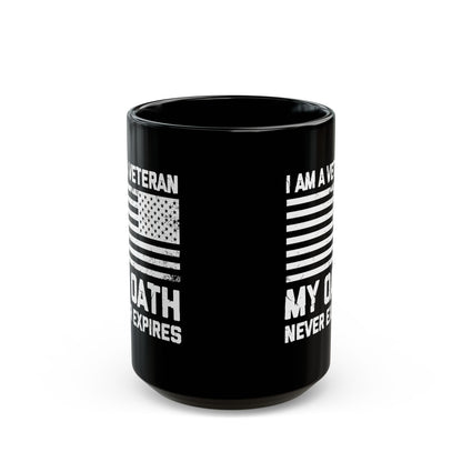 Black Military Coffee Cup with Distressed Flag – Patriotic Gift for Men & Women