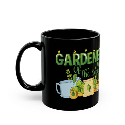 Give a Gift to a Gardening Champion – Gardener of the Year Mug Black Ceramic Coffee Cup