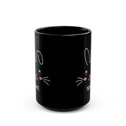 Personalized Black Bunny Mug – Cute Custom Name Gift for Kids