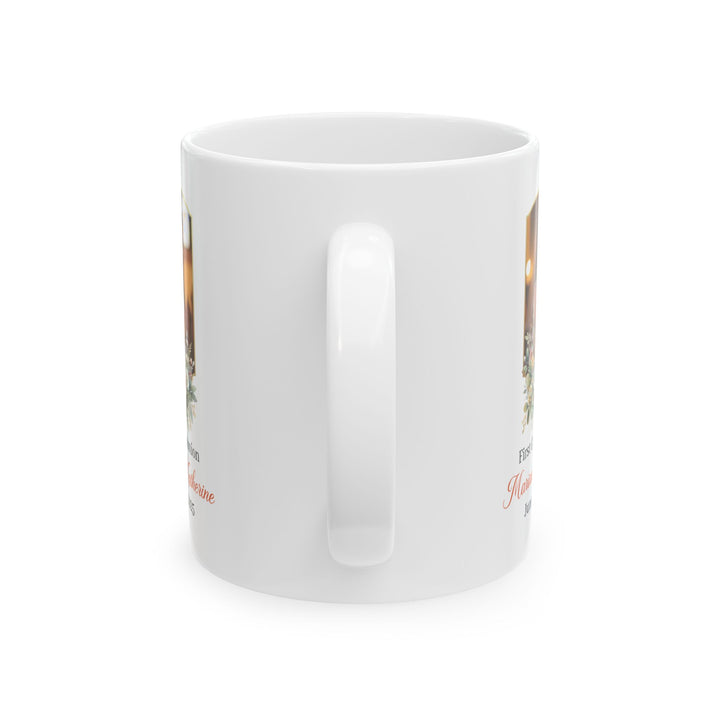 Custom First Communion Gift Mug for Girl – Personalized Keepsake with Name, Date & Photo – Floral Religious Gift for Catholic Celebration