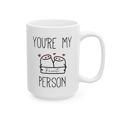 You're My Favorite Person Mug – Hugging Characters with Hearts – Cute Love Gift for Partner or Best Friend